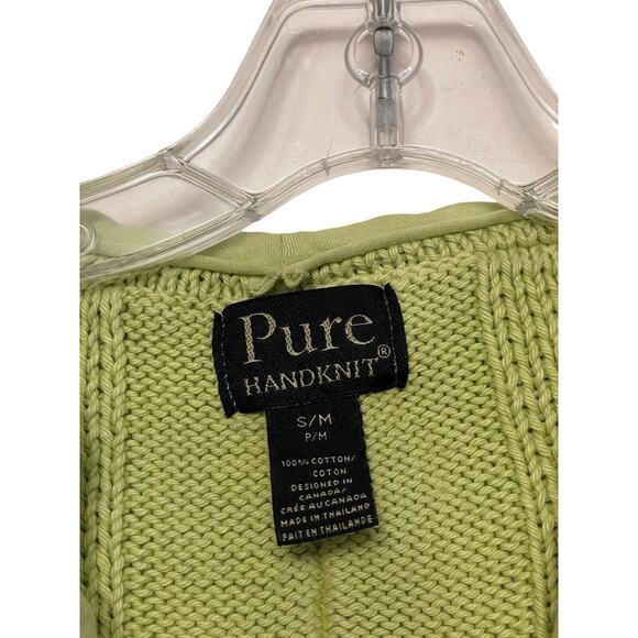 Pure Handknit Tie Dye Chunky Cardigan Sweater Size Small/Medium Green Hooded - Picture 4 of 6